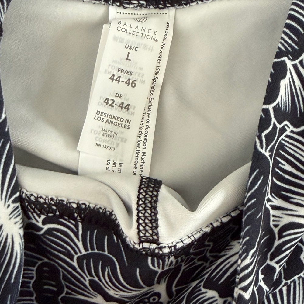 Balance Collection Floral Ankle Leggings Black White High Rise L NWT - Picture 4 of 5